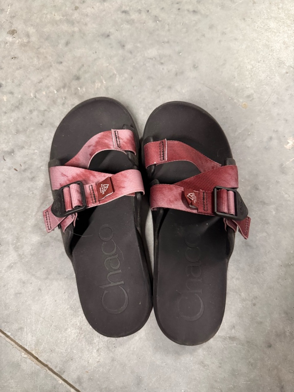 Chaco Women’s Black Sandals with Burgundy Straps - Adjustable Slide